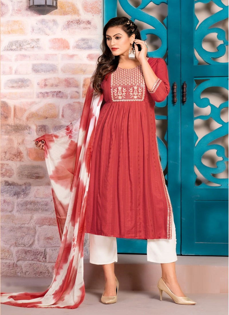 Kiwi By Hirwa Viscose Rayon Readymade Suits Catalog